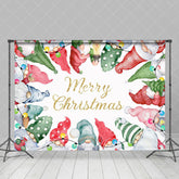 Aperturee - Aperturee Colorful Hat Cute Gnomes Merry Christmas Backdrop